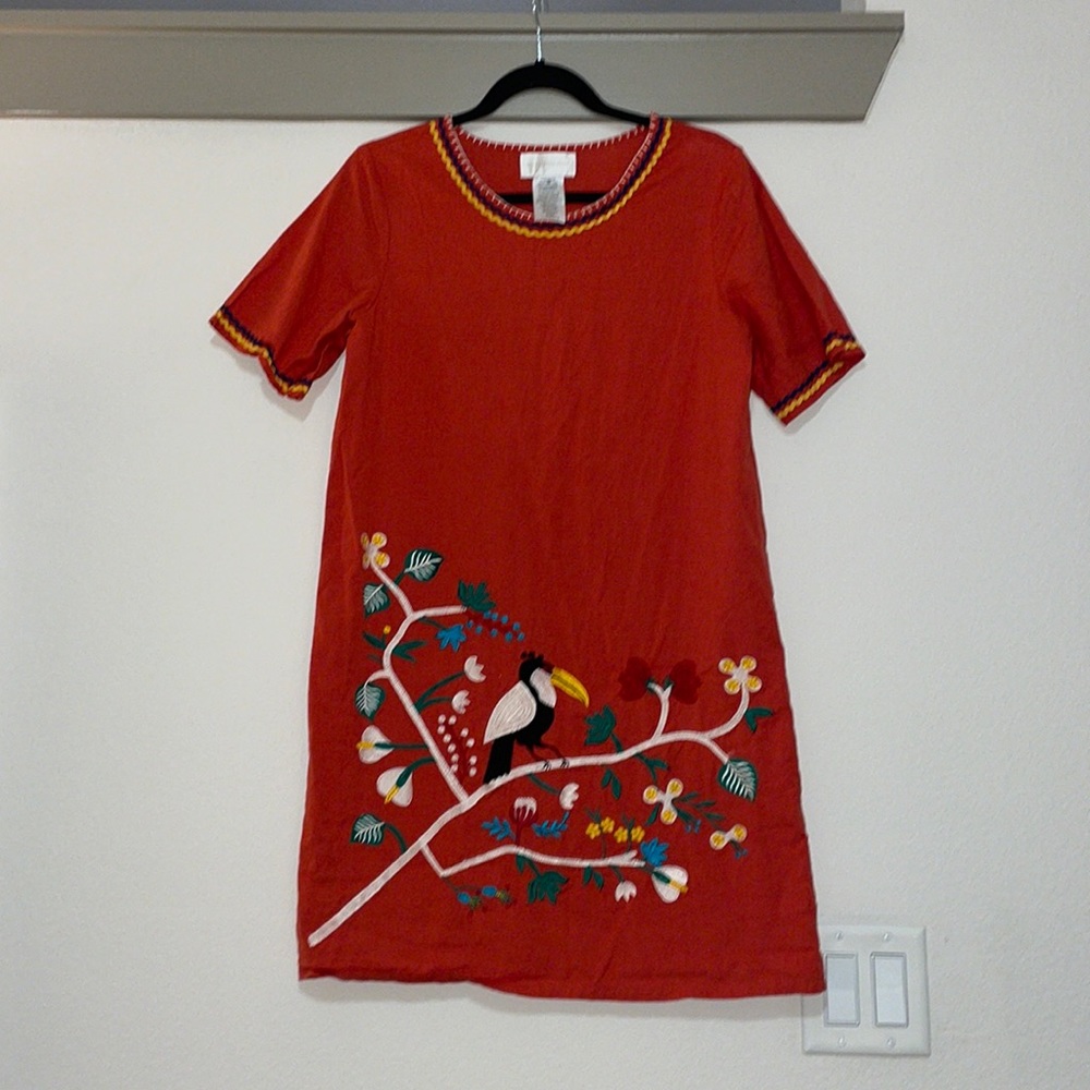 Corey Lynn Calter Toucan Embroidered Dress SZ S EUC - Picture 3 of 5